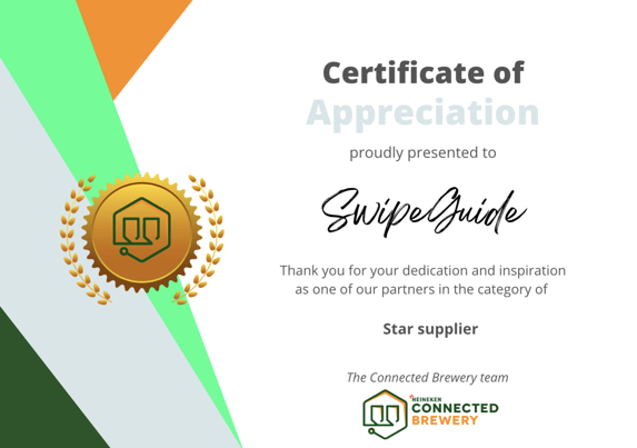 Connected Brewery Certificate of Appreciation