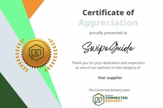 Connected Brewery Certificate of Appreciation