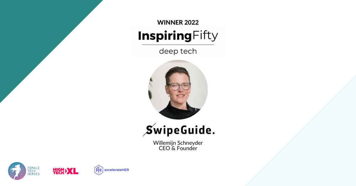 SwipeGuide CEO Willemijn Schneyder Listed as InspiringFifty Deeptech Winner 2022.